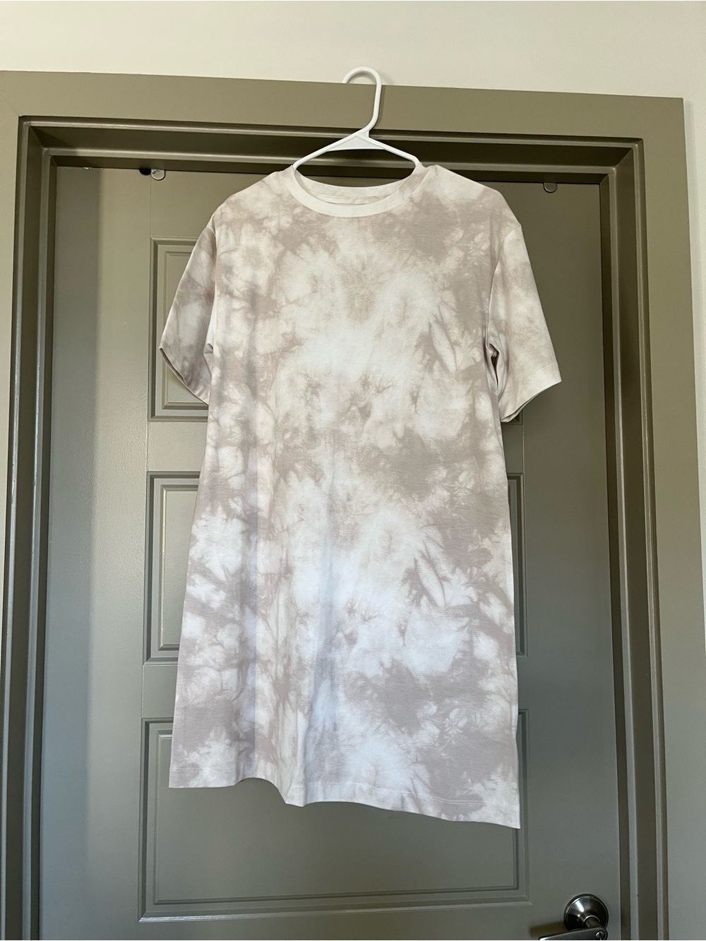 A New Day Tie-Dye Short Sleeve Shirt Dress - Light Taupe